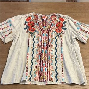 Johnny Was Multicolor Embroidered Blouse